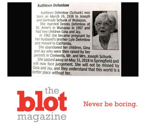 bitterness betrays all as son s obit shocks for mother kathleen dehmlow