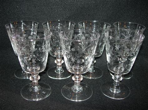 Set Of 7 Vintage Cut Glass Goblets From Dorothysbling On Ruby Lane