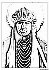 Coloring Native American Pages Indian Adult Chief Printable Adults Indians Americans Drawing Warrior Color Print Book Sheets Colouring Getcolorings Drawings sketch template
