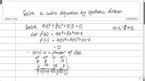 gce  level  maths solve  cubic equation  synthetic division youtube