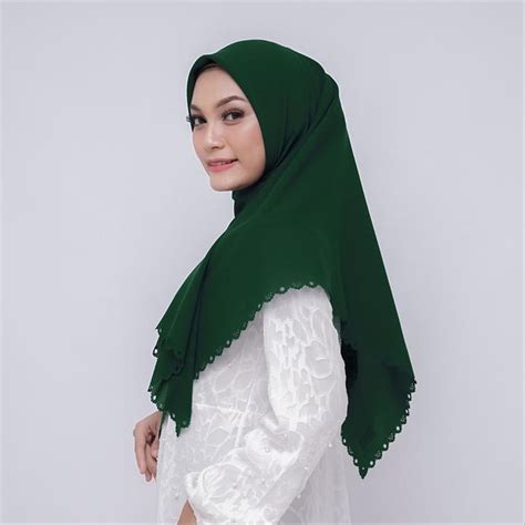 jilbab warna ijo mint voal motif