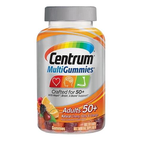 centrum multigummies crafted  adults   natural cherry berry  orange flavors