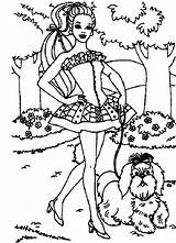 Barbie Coloring Pages Dog Walking Print Printable Adult Clipart Color Colouring Gif Kids Detail sketch template
