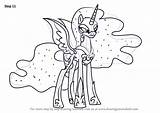 Moon Nightmare Pony Little Step Draw Drawing Friendship Magic Tutorials sketch template