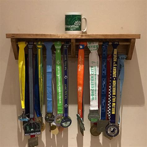 medal hanger wooden running medal holder rack shelf  trophy display gift  runner