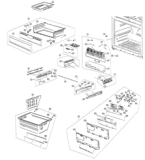 freezer parts diagram parts list  model rfabrsxaa samsung parts refrigerator parts