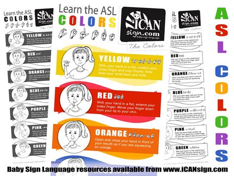 asl colors teach  child  colors  sign language site