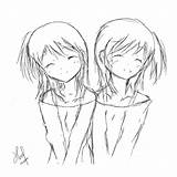 Twin Girls Twins Coloring Pages Sketch Anime Template Drawings Deviantart Manga sketch template