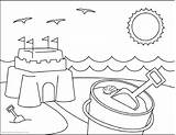 Coloring Pages Sand Castle Summer sketch template