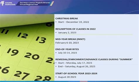 depeds proposed school calendar  school year