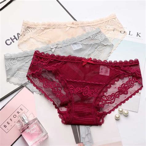 buy hui guan lace bow decoration solid underwear