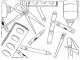 Coloring School Supplies Themed Sheet Class Set Preview sketch template