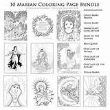 Coloring Marian Bundle Annunciation Mary Child Immaculate Conception sketch template