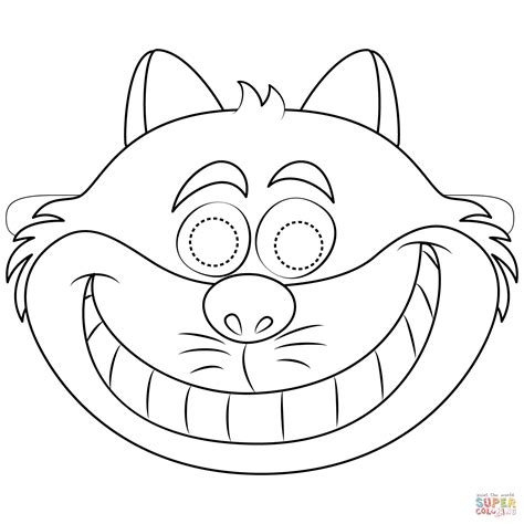 cheshire cat mask coloring page  printable coloring pages