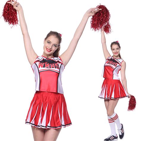 ladies girls glee style school musical cheerios cheerleader costume w