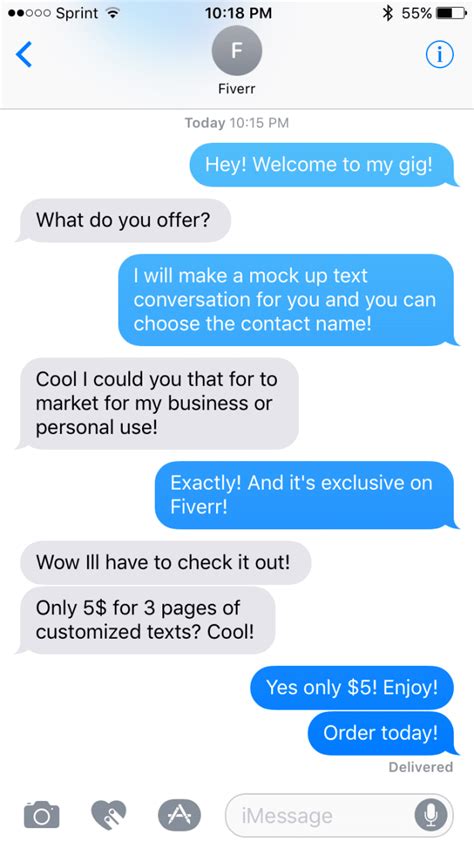 create a custom mock text conversation by mthornton7