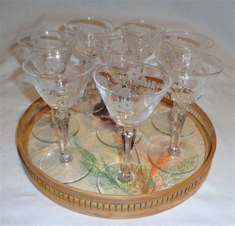 etched posy cluster martini cocktail glasses 8 in 2020 martini