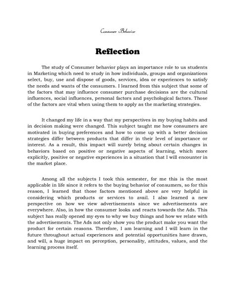 reflection paper sample writing   reflective essay essays
