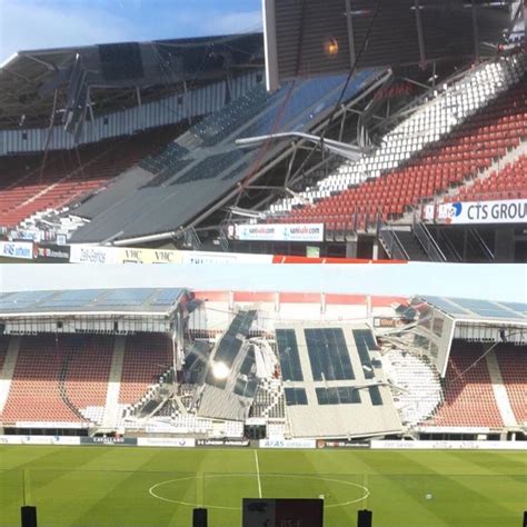 roof   az alkmaar stadium collapsed due  heavy wind rthatlookedexpensive