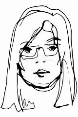 Girl Sketch Blonde Glasses Vector Young Beautiful sketch template