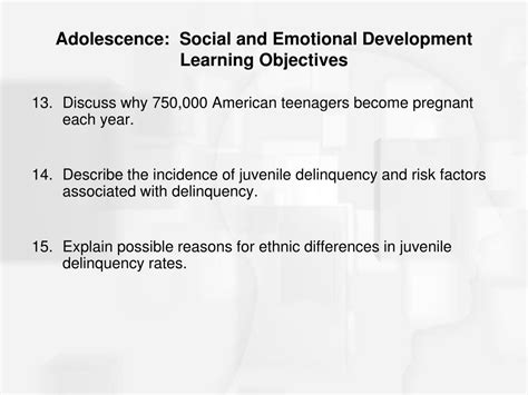 ppt adolescence social and emotional development learning objectives powerpoint presentation