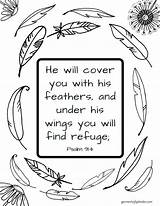 Verses Refuge Psalm Scripture Feathers Garmentsofsplendor sketch template