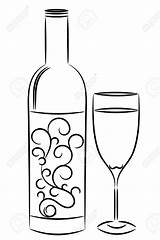 Wine Bottle Glass Drawing Line Bottles Coloring Pages Drawings Outline Clipart Illustration Templates Vector Color Stock Painting Colouring Depositphotos Draw sketch template