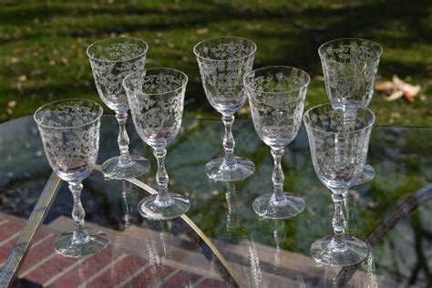 Vintage Etched Crystal Wine Glasses Set Of 1 Fostoria Navarre Clear