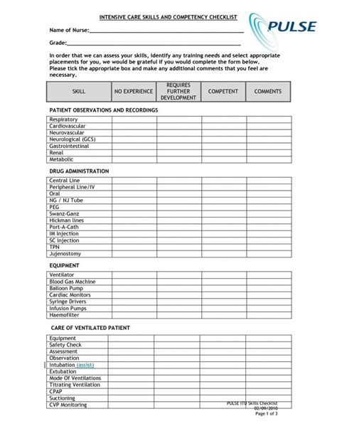explore    nursing competency checklist template filetype