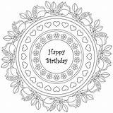 Coloring Birthday Happy Pages Adult Mandala Printable Adults Print Colouring Color Printables Mandalas Card Sheets Grown Coloriage Hard Kids Mothers sketch template