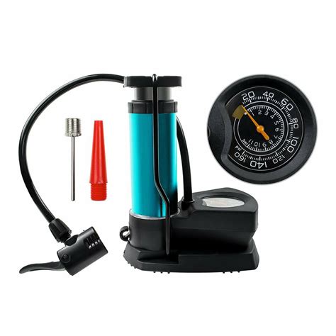 addmotor blue bike pump mini portable bicycle foot pump pressure gauge tire air pump walmart