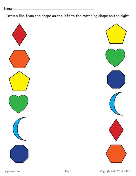 shapes matching worksheets  preschool toddlers