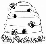 Coloring Bee Beehive Pages Coloringbay sketch template