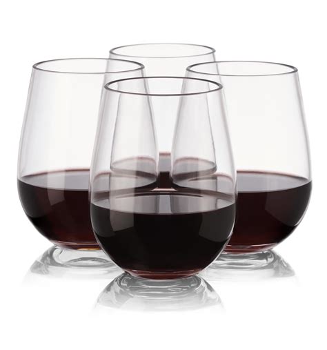 buy plastic stemless wine glasses set of 4 reusable plastic wine