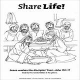 Disciples Getcolorings Feet Washes Getdrawings Birthday Disciple Washing Desciples sketch template