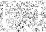 Coloring Pages Safari Animals Animal Jungle Colouring Scene Cartoon Visit sketch template