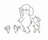Piggie Elephant Coloring Pages Willems Mo Color Awesome Albanysinsanity sketch template