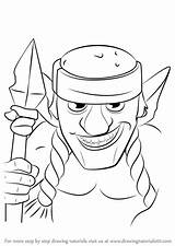 Royale Draw Spear Clans Goblins Kleurplaat Drawingtutorials101 Goblin Kissclipart Gobelin Crash Pixel sketch template