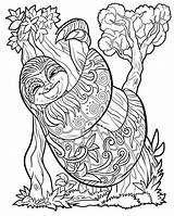 Coloring Sloths Adult Pages Zentangle Coloringbay sketch template
