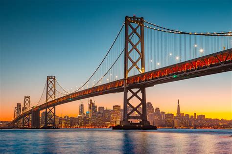 san francisco skyline  oakland bay bridge  sunset california usa eye   flyer