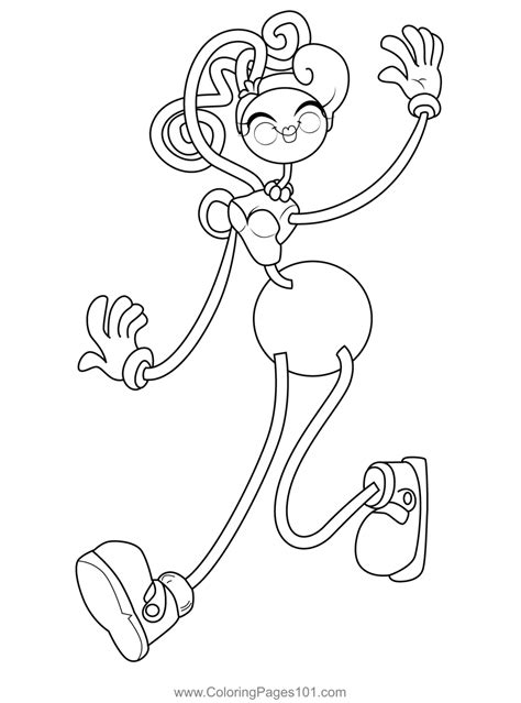 mommy long legs smiling happily  waving poppy playtime coloring page