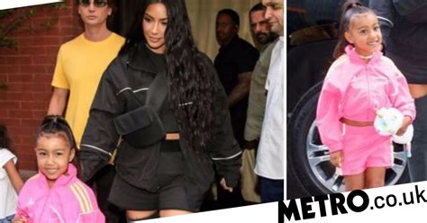 north west wears hair extensions to sweet shop with kim kardashian