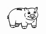 Bank Piggy Coloring Smiling Color sketch template