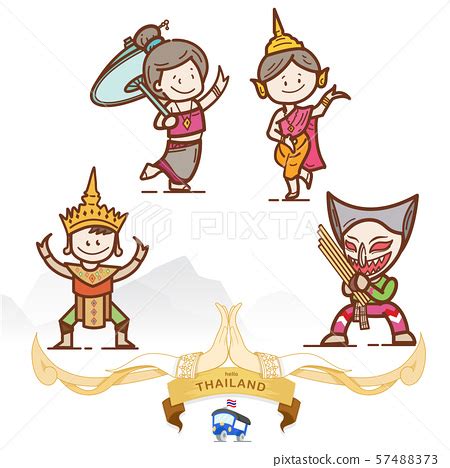 cartoon thai style character  thailand stock illustration