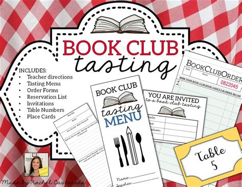 book club tasting materials book tasting book club menu book club