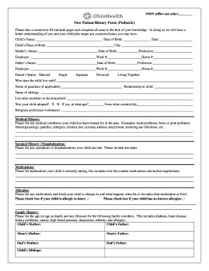 printable patient history  form templates  submit