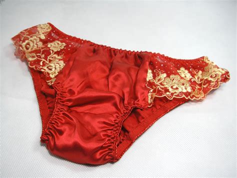 100 natural silk women s low rise panties with lace size m w27 29 red