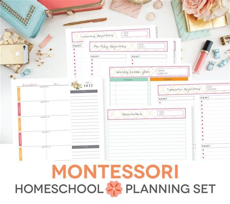 montessori homeschool printable lesson plan  perennialplanner