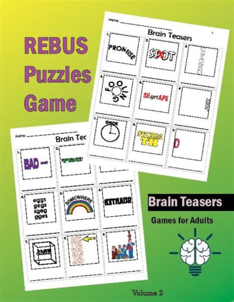 Brain Teasers Rebus Puzzles Games Rebus Puzzle Books