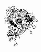 Skull Sugar Pages Coloring Tattoos sketch template